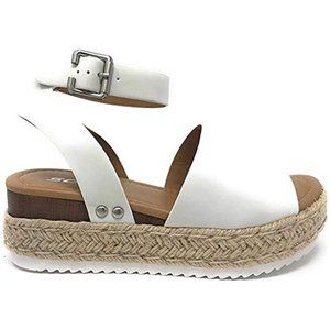 Soda Off White Platform Espadrille Sandals 8